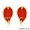 Imitation Van Cleef & Arpels Sweet Alhambra Leaf Earrings Yellow Gold,Carnelian